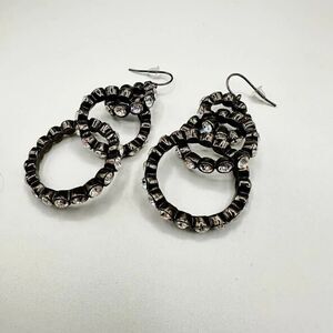 Three Hoop Interlock Rhinestone Drop Earrings